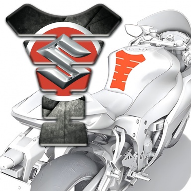 Suzuki  Tank Protector Mioxed Gray Black Base with Big Red Silver logo 