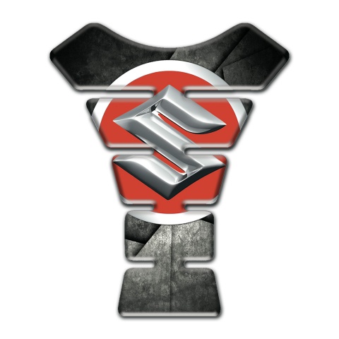 Suzuki  Tank Protector Mioxed Gray Black Base with Big Red Silver logo 
