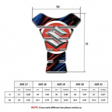 Suzuki Tank Guard Pads Black Base with Blue Red Patterns and Silver logo 