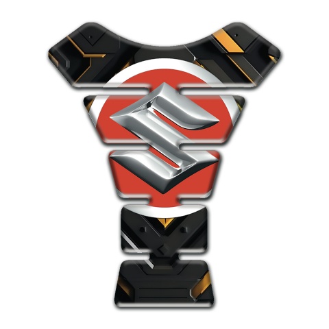 Suzuki Tank Fuse Stylish Black Yellow Base with Silver logo 