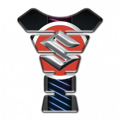 Suzuki Tank Pad Motorbike Central Neon Lines Design with Silver Big Logo 
