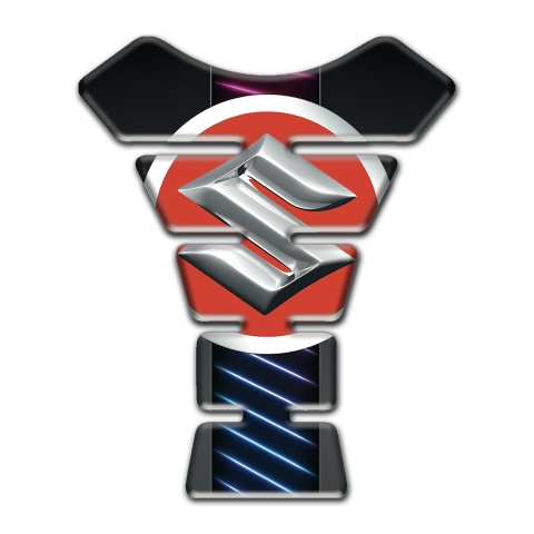 Suzuki Tank Pad Motorbike Central Neon Lines Design with Silver Big Logo 