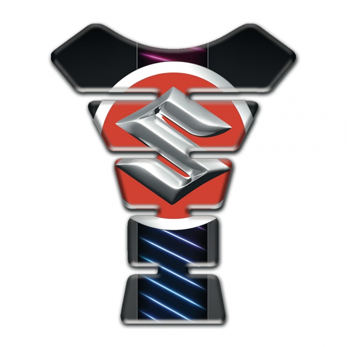 Suzuki Tank Pad Motorbike Central Neon Lines Design with Silver Big Logo 