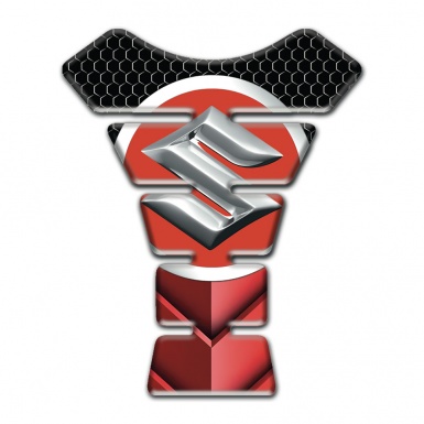 Suzuki Tank Guard Pads 3D Base Style Silver Big logo 