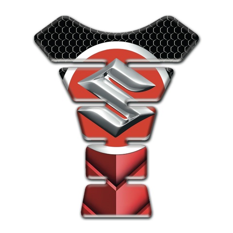 Suzuki Tank Guard Pads 3D Base Style Silver Big logo 