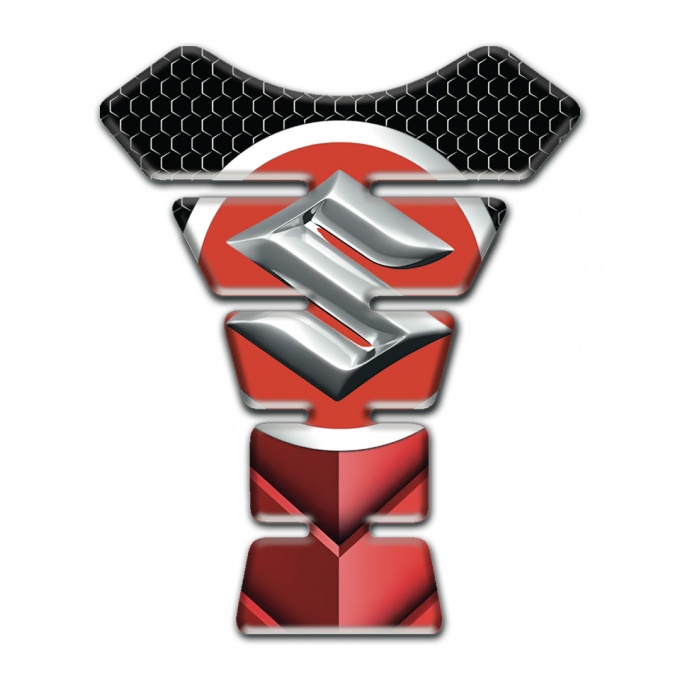 Suzuki Tank Guard Pads 3D Base Style Silver Big logo 