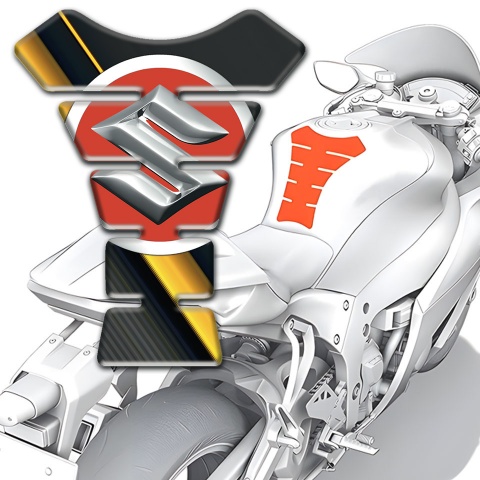 Suzuki Tank Fuse Black with Diagonal Yellow Tape Design 