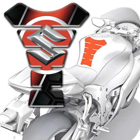 Suzuki Tank Fuse Black with Red Diagonal Panel design 