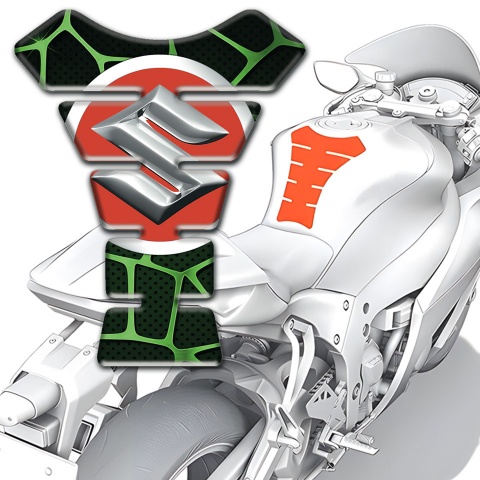 Suzuki Tank Protector Black with Green Patterns Design 