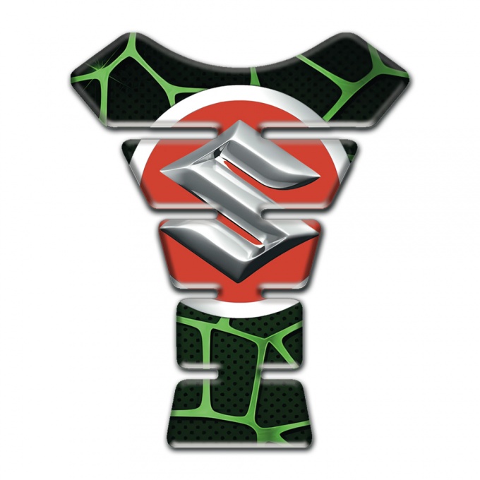 Suzuki Tank Protector Black with Green Patterns Design 