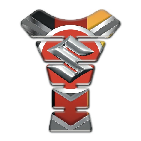 Suzuki Tank Guard Pads Unique Base Style with Silver big Logo 