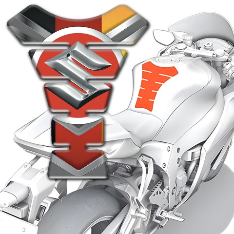 Suzuki Tank Guard Pads Unique Base Style with Silver big Logo 