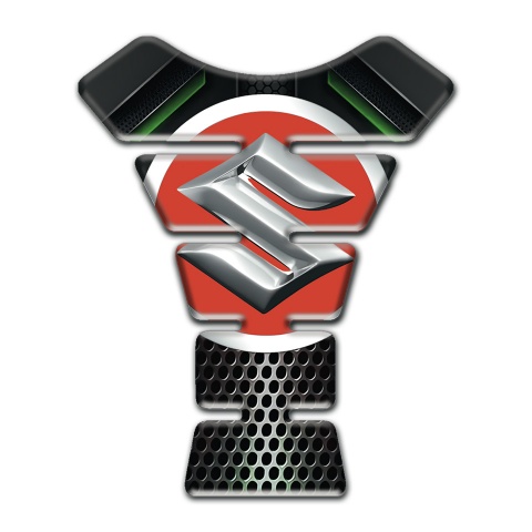 Suzuki Tank Pad Motorbike Anti Slip Sticker with Big Red Silver logo Design 