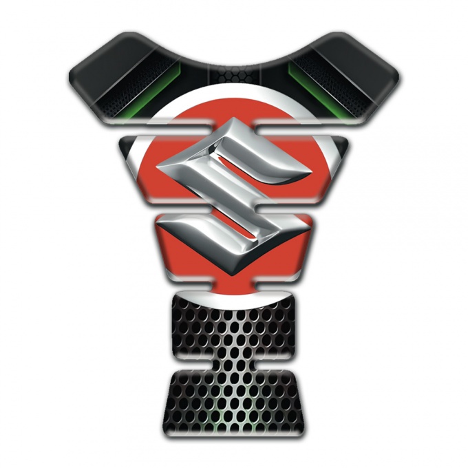Suzuki Tank Pad Motorbike Anti Slip Sticker with Big Red Silver logo Design 
