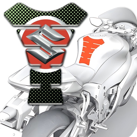 Suzuki Tank Guard Pads Green Dots Style 