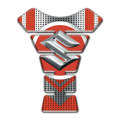 Suzuki Tank Pad Protector Red Silver Design 