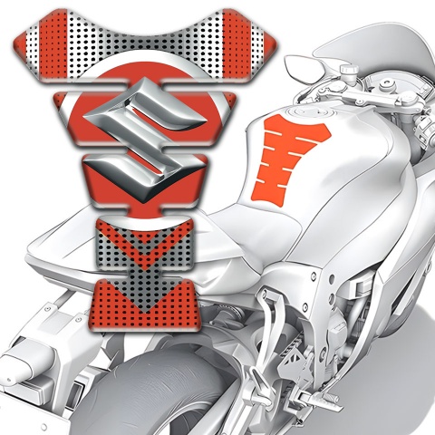 Suzuki Tank Pad Protector Red Silver Design 