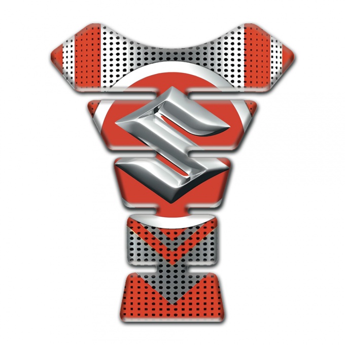 Suzuki Tank Pad Protector Red Silver Design 