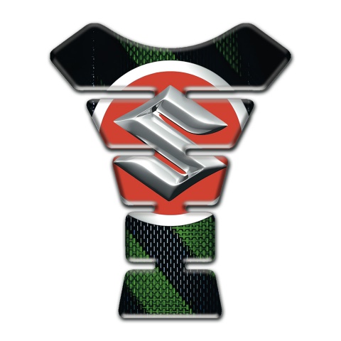 Suzuki Tank Fuse Black with Green diagonal Bands design 