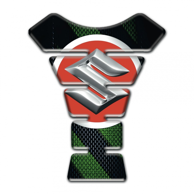 Suzuki Tank Fuse Black with Green diagonal Bands design 