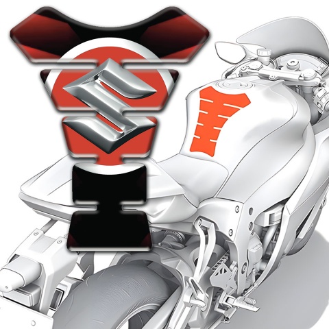 Suzuki Tank Pad Protector Merger red Black design 
