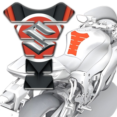Suzuki Tank Protector Motorcycle Silicone Sticker with Big Silver logo 
