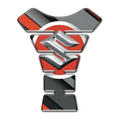 Suzuki Tank Guard Pads Gray Orange Diagonal Patterns Design 