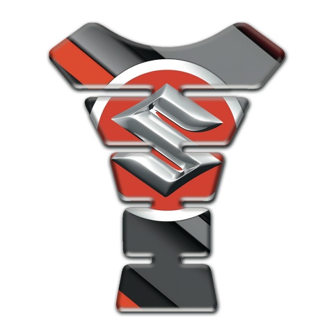 Suzuki Tank Guard Pads Gray Orange Diagonal Patterns Design 
