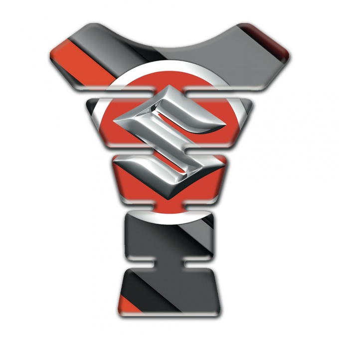 Suzuki Tank Guard Pads Gray Orange Diagonal Patterns Design 