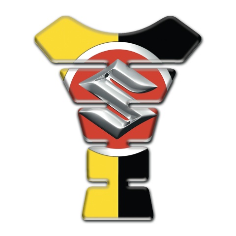 Suzuki Tank Pad Motorbike Yellow Blck halves Design 