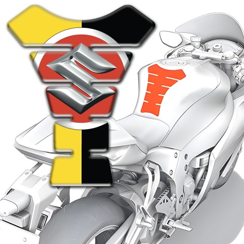 Suzuki Tank Pad Motorbike Yellow Blck halves Design 