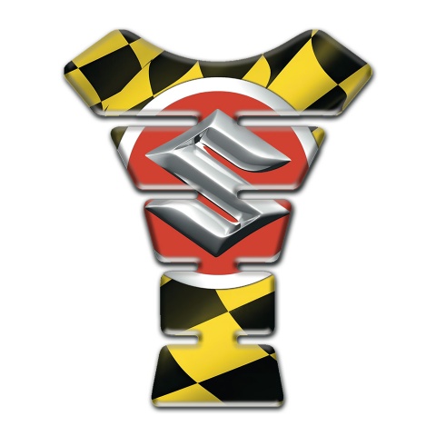 Suzuki Tank Pad Motorbike Black Yellow Squares Edition 
