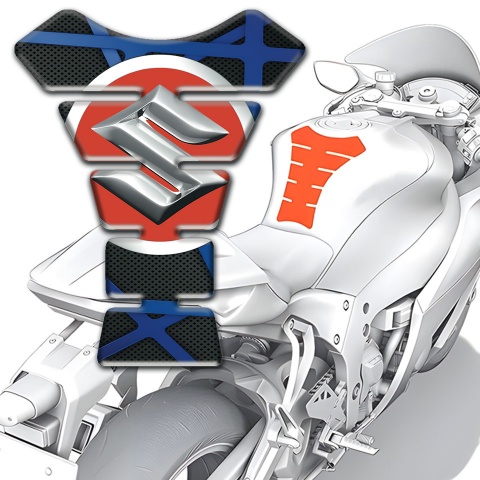 Suzuki Tank Protector Black Base with Blue Crossed Lines Edition 