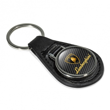 Lamborghini Keychain Leather Dark Carbon Shield Logo