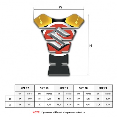 Suzuki Tank Fuse Big Red Silver logo with Yellow Black Base 