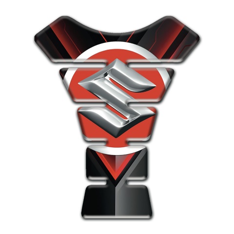 Suzuki Tank Pad Motorbike Red V Shape Print Base 