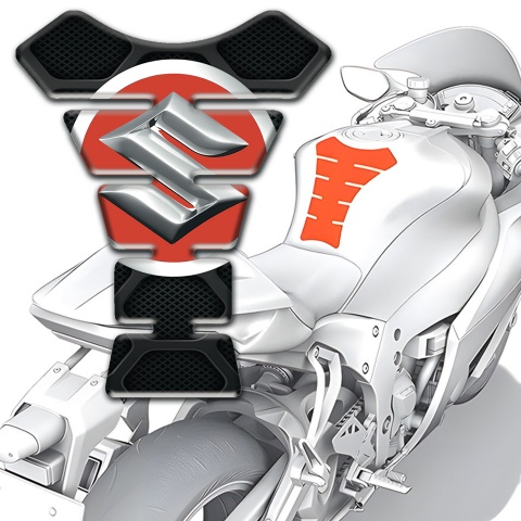 Suzuki Tank Pad Protector Black with Gray Patterns Design 