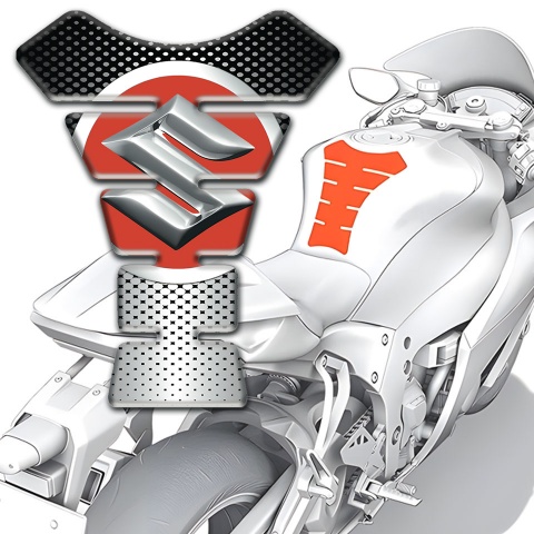 Suzuki Tank Pad Motorbike Stylish Black Silver Edition 