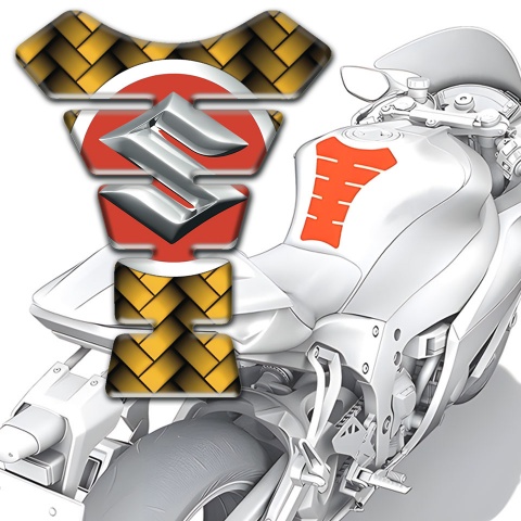 Suzuki Tank Pad Motorbike Yellow Mosaic Effect Design 