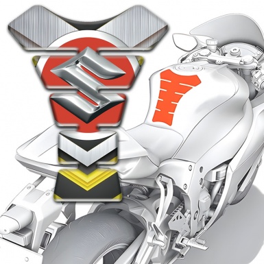 Suzuki Tank Fuse Silver Yellow Design 