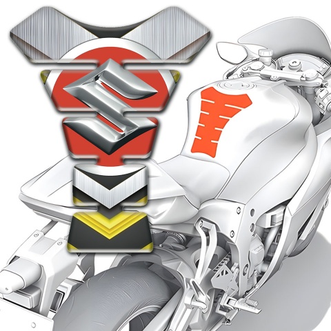 Suzuki Tank Fuse Silver Yellow Design 