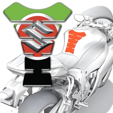 Suzuki Tank Pad Protector Green Black Base Silver Big Logo 