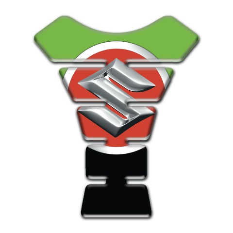 Suzuki Tank Pad Protector Green Black Base Silver Big Logo 