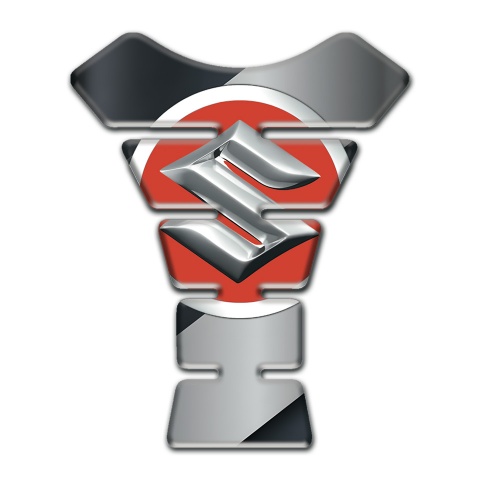 Suzuki Tank Pad Motorbike Gray Black Base with Red Silver logo 