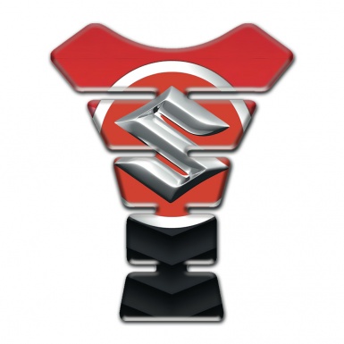 Suzuki Tank Protector Red Black Background with Big Silver Logo 