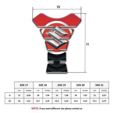 Suzuki Tank Protector Red Black Background with Big Silver Logo 
