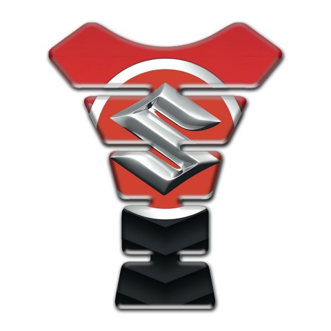 Suzuki Tank Protector Red Black Background with Big Silver Logo 