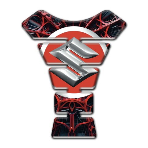 Suzuki Tank Guard Pads 3D Red Spider web Design 
