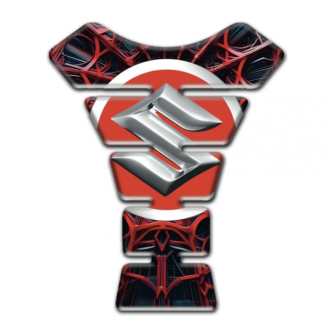 Suzuki Tank Guard Pads 3D Red Spider web Design 