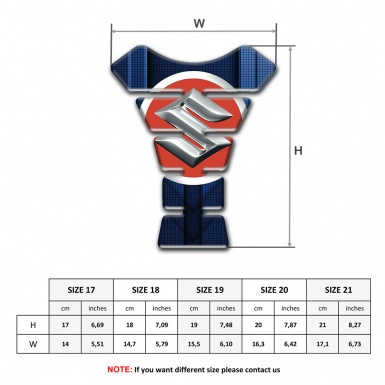 Suzuki Tank Pad Protector Blue Backgroynd with Red Silver logo 